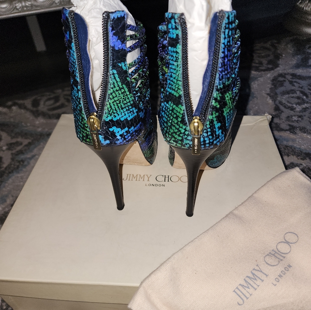 Jimmy Choo Blue and Green Strappy Heels - Picture 3 of 7